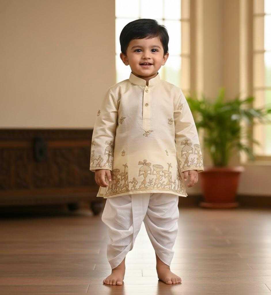 YNF Wholesale Tussar Silk Kids Dhoti Kurta KESH728 Tusser Silk | Surat Manufacturer