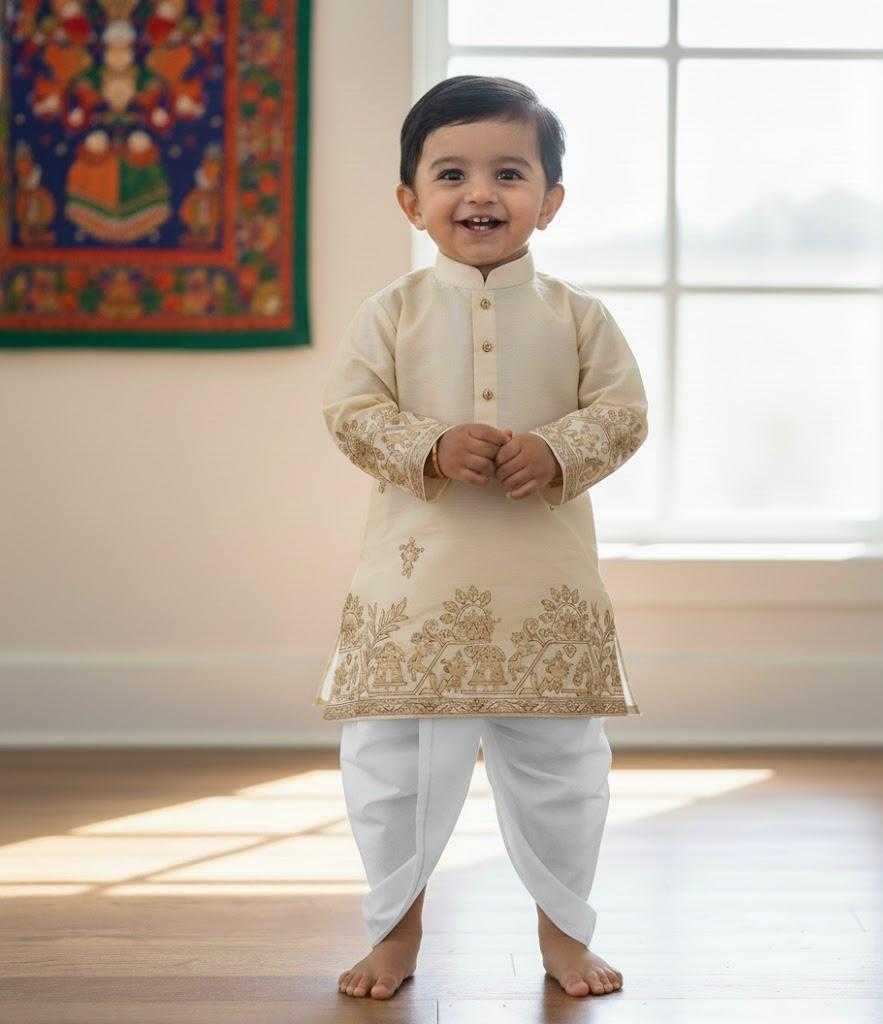 YNF Wholesale Tussar Silk Kids Dhoti Kurta KESH728 Tusser Silk | Surat Manufacturer