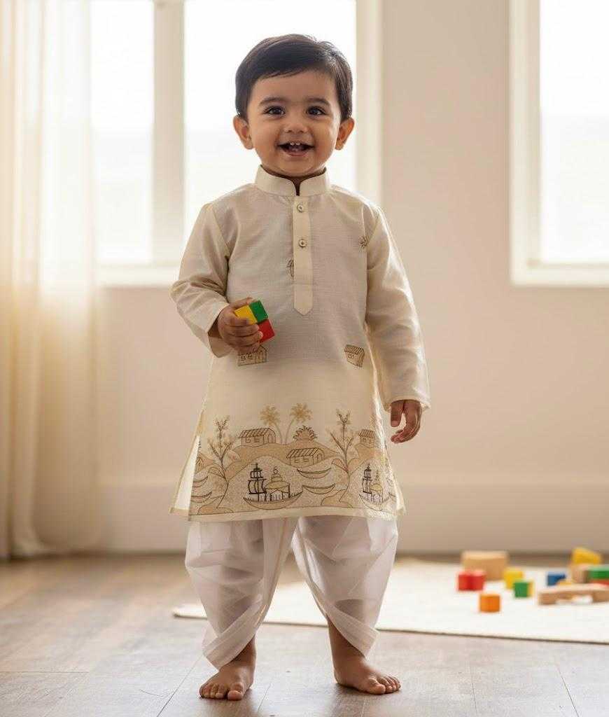 YNF Wholesale Tussar Silk Kids Dhoti Kurta KESH728 Tusser Silk | Surat Manufacturer