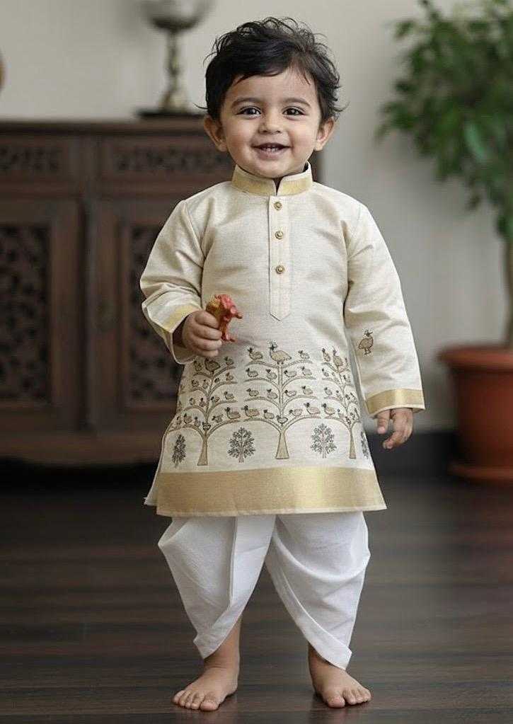 YNF Wholesale Tussar Silk Kids Dhoti Kurta KESH728 Tusser Silk | Surat Manufacturer