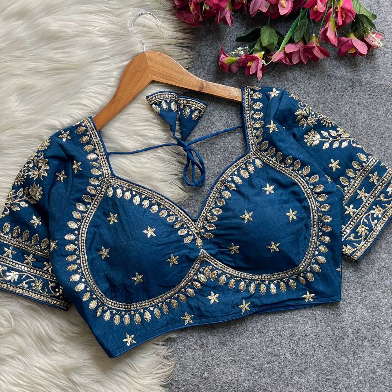 YNF Wholesale Vichitra Silk Sequence Embroidery Blouse KESH426 MUMTAZ CUT | Surat Manufacturer