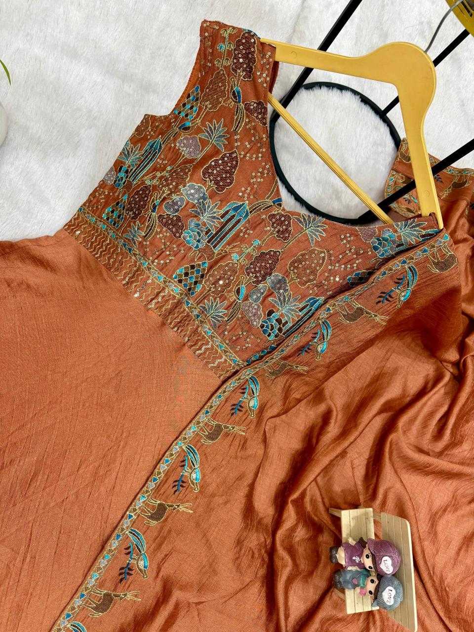 YNF Wholesale Vichitra Silk Embroidered Gown RIN215 39 | Surat Manufacturer
