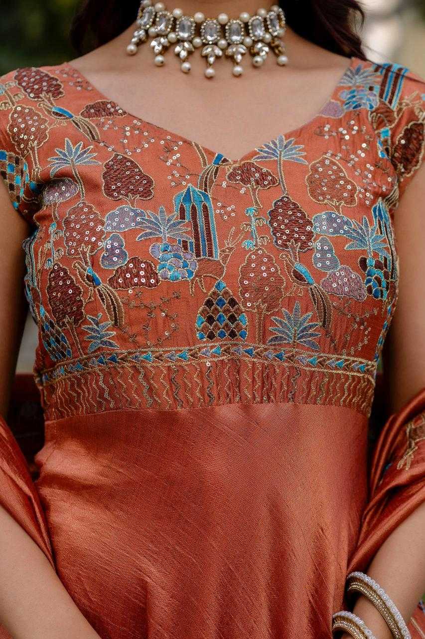 YNF Wholesale Vichitra Silk Embroidered Gown RIN215 39 | Surat Manufacturer
