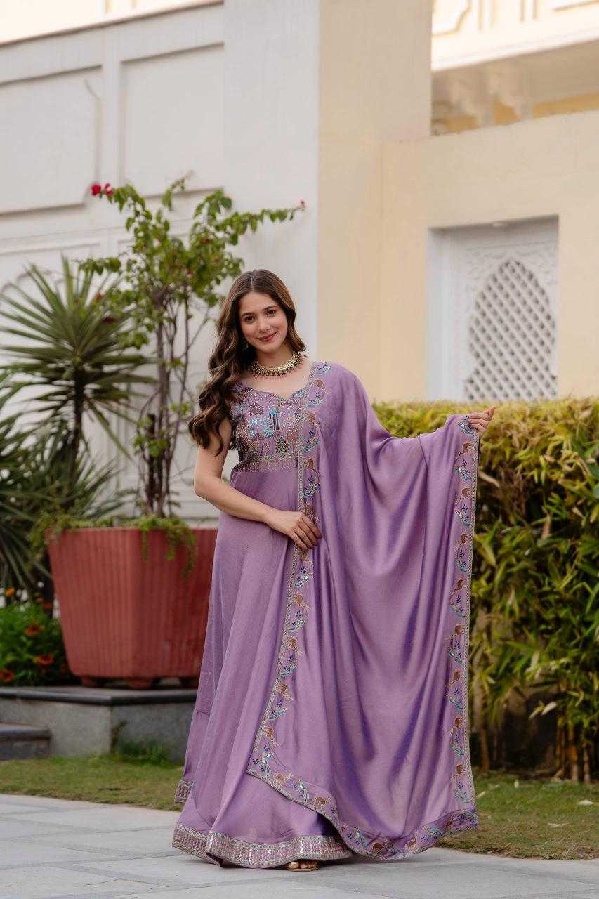 YNF Wholesale Vichitra Silk Embroidered Gown RIN215 39 | Surat Manufacturer