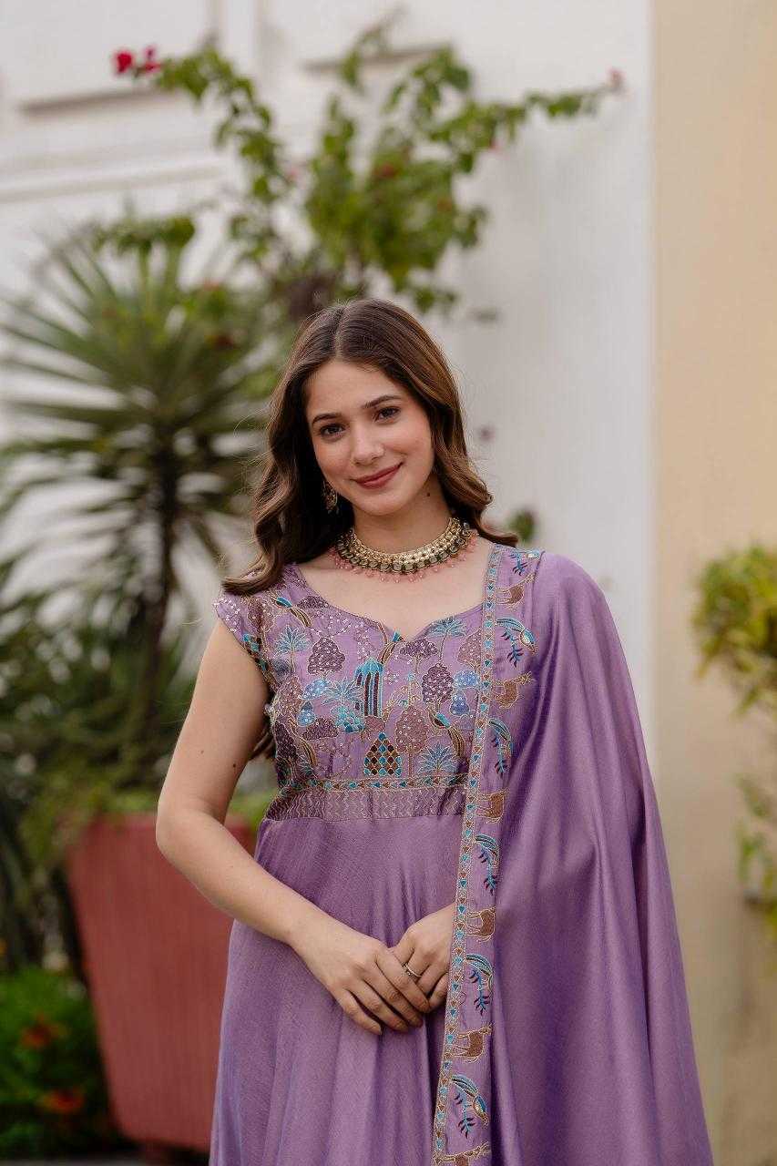 YNF Wholesale Vichitra Silk Embroidered Gown RIN215 39 | Surat Manufacturer