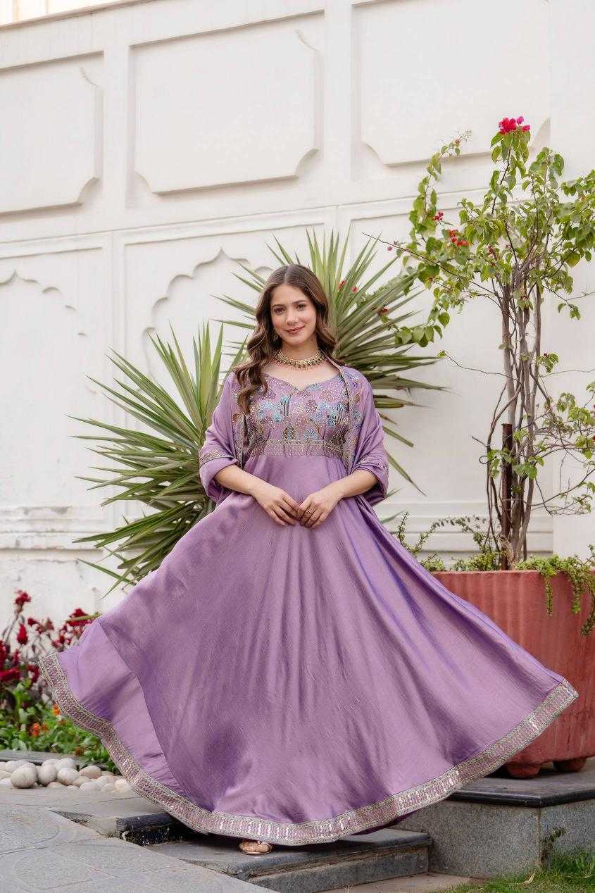 YNF Wholesale Vichitra Silk Embroidered Gown RIN215 39 | Surat Manufacturer