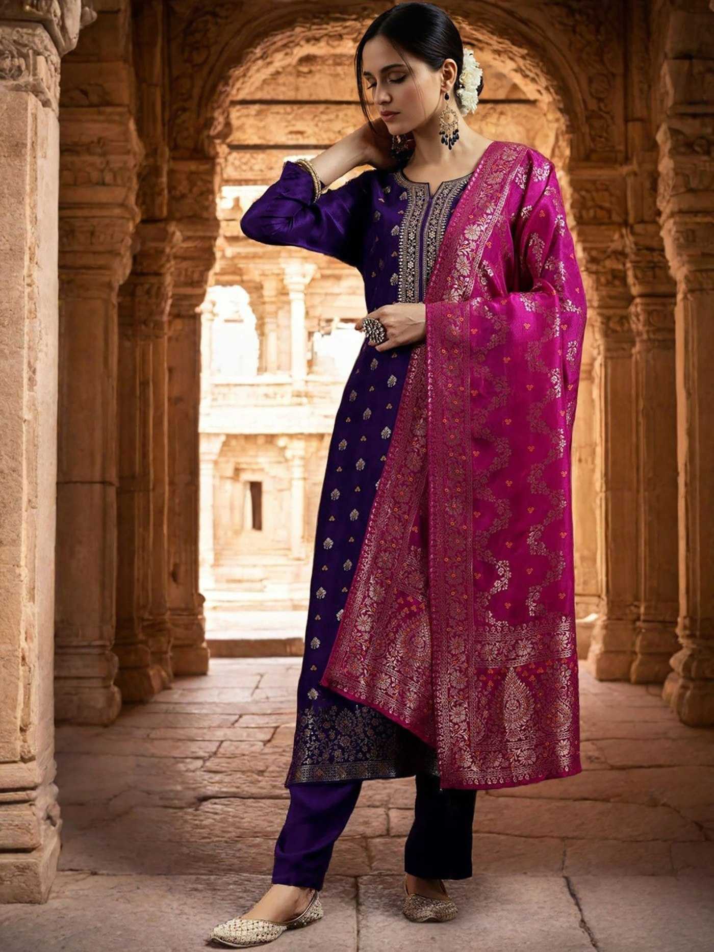 YNF Wholesale Art Silk Embroidery Suits KESH334 Wooglee | Surat Manufacturer