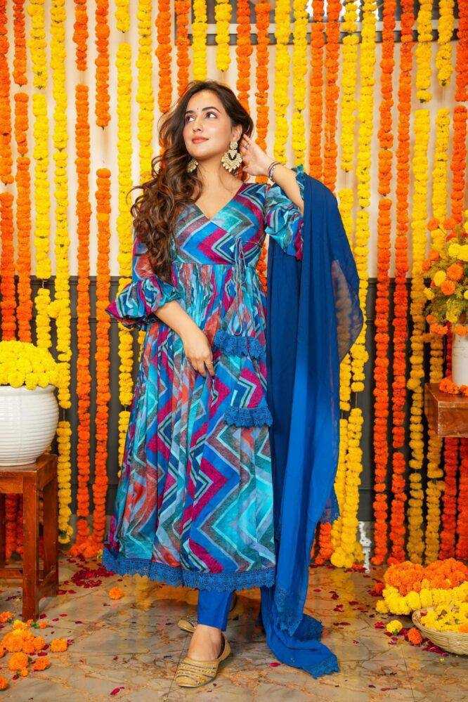 YNF Wholesale Chiffon Printed Gowns KESH526 G33 | Surat Manufacturer