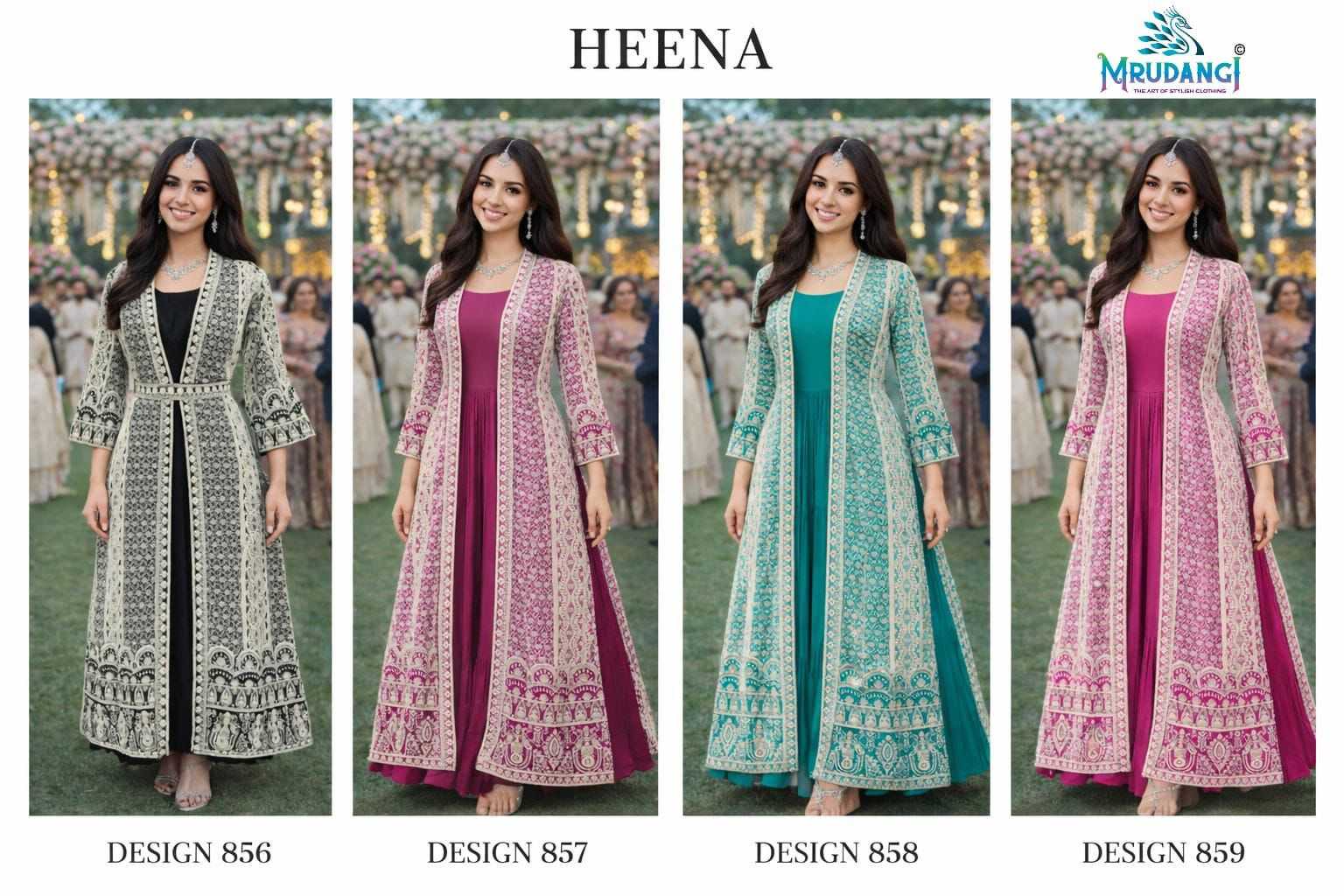 YNF Wholesale Chinon Embroidery Gowns KESH481 MRUDANGI HEENA 856 | Surat Manufacturer