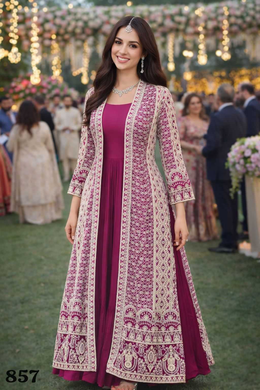 YNF Wholesale Chinon Embroidery Gowns KESH481 MRUDANGI HEENA 856 | Surat Manufacturer