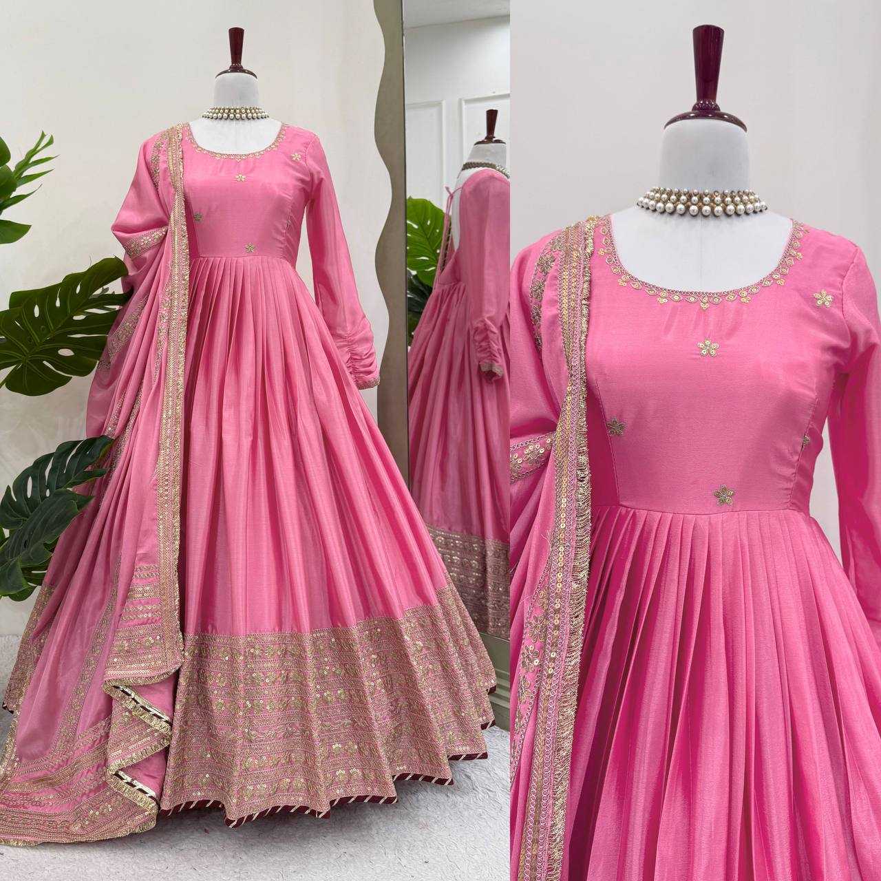 YNF Wholesale Chinon Anarkali Gown RIN162 5816 | Surat Manufacturer