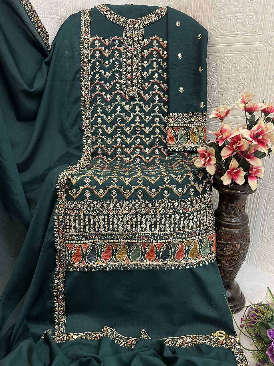 YNF Wholesale Chinon Unstitched Suits RIN236 5101 | Surat Manufacturer