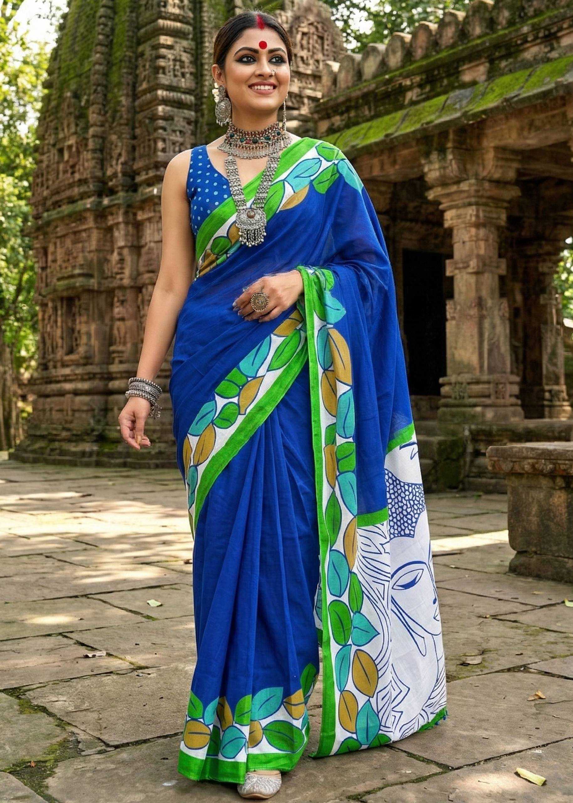 YNF Wholesale Cotton Printed Sarees RIN229 Madhubani | Surat Manufacturer