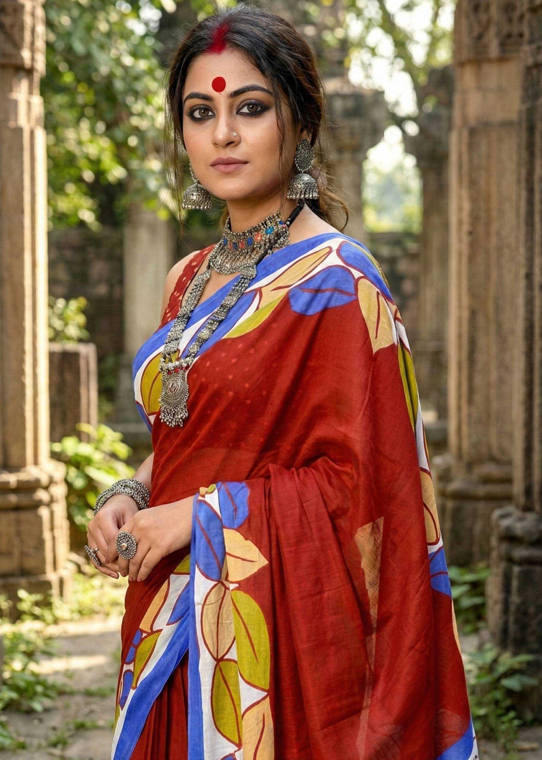 YNF Wholesale Cotton Printed Sarees RIN229 Madhubani | Surat Manufacturer