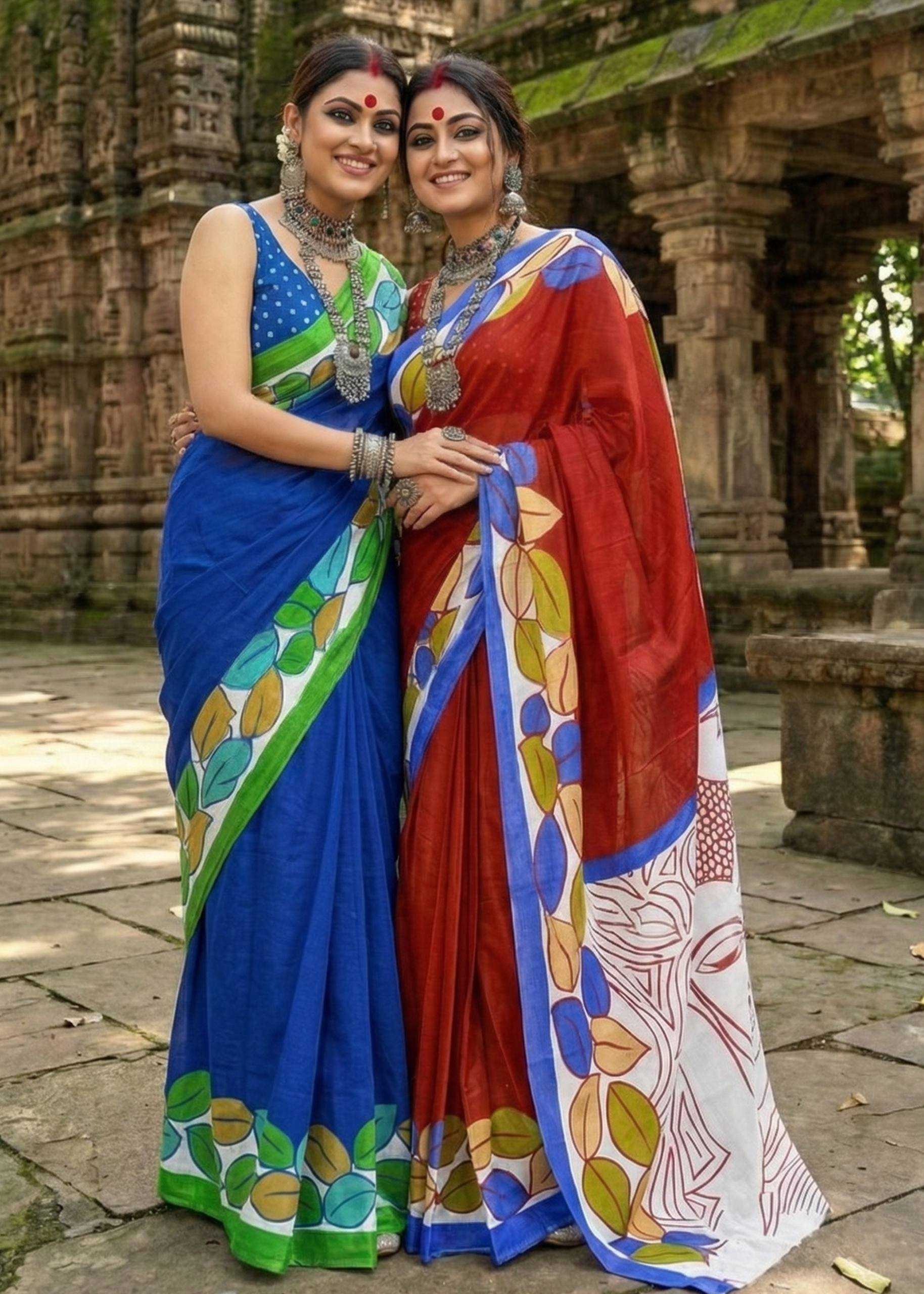 YNF Wholesale Cotton Printed Sarees RIN229 Madhubani | Surat Manufacturer