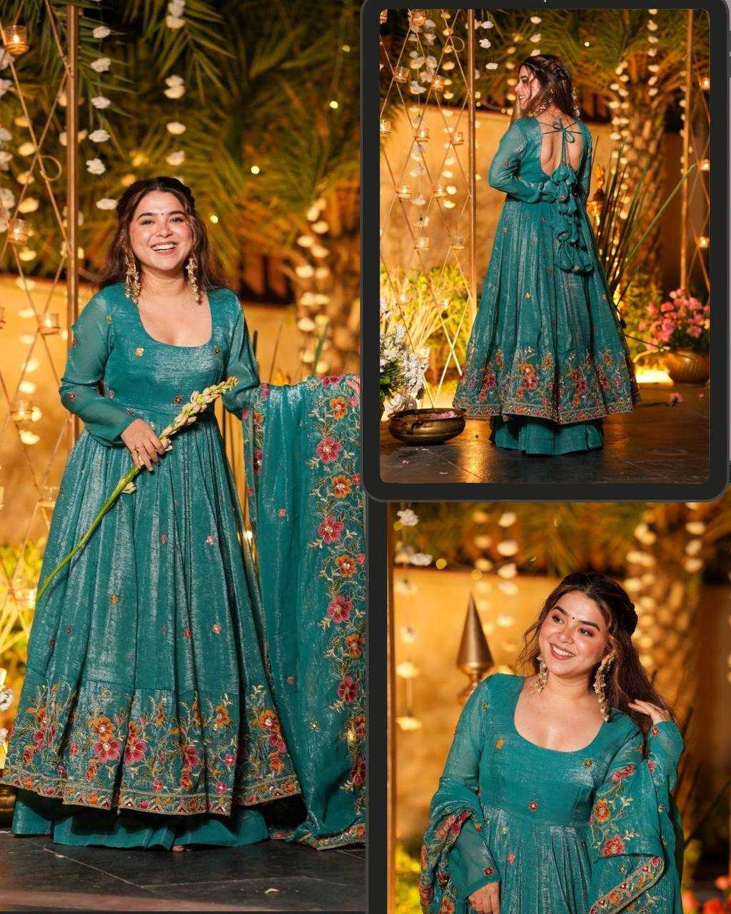 YNF Wholesale Crunchi Embroidery Gowns KESH104 TD-6098 | Surat Manufacturer