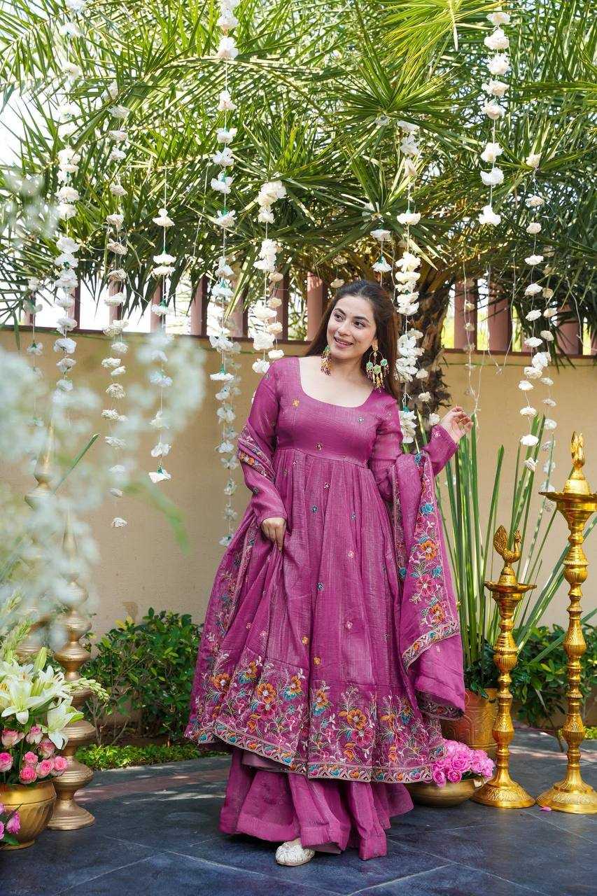 YNF Wholesale Crunchi Embroidery Gowns KESH104 TD-6098 | Surat Manufacturer
