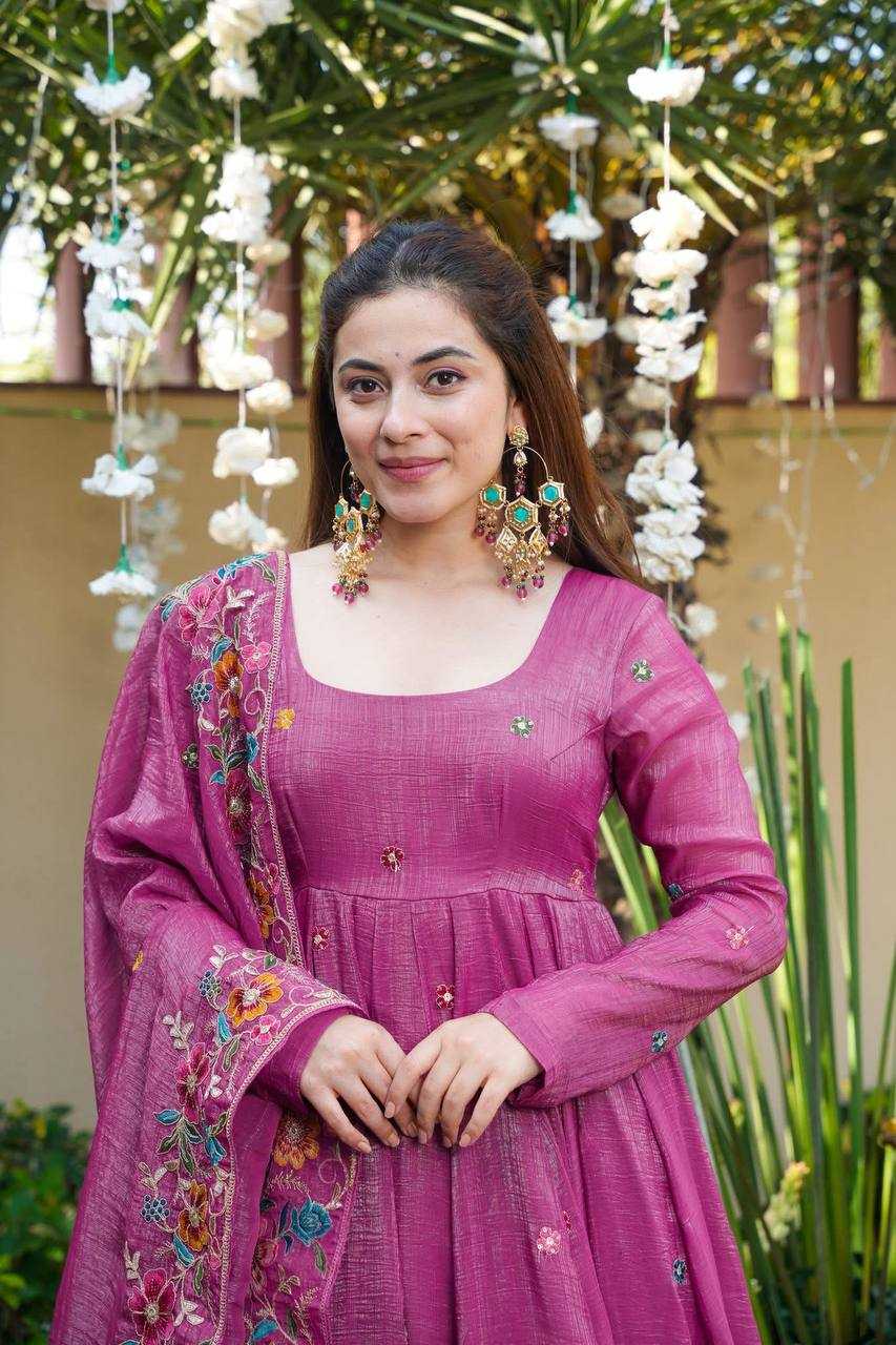 YNF Wholesale Crunchi Embroidery Gowns KESH104 TD-6098 | Surat Manufacturer