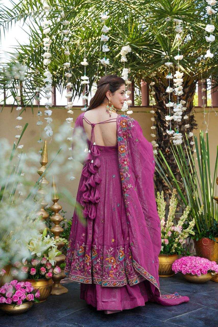 YNF Wholesale Crunchi Embroidery Gowns KESH104 TD-6098 | Surat Manufacturer