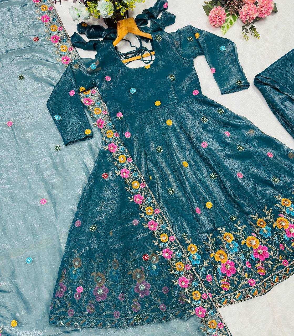 YNF Wholesale Crunchi Embroidery Gowns KESH104 TD-6098 | Surat Manufacturer