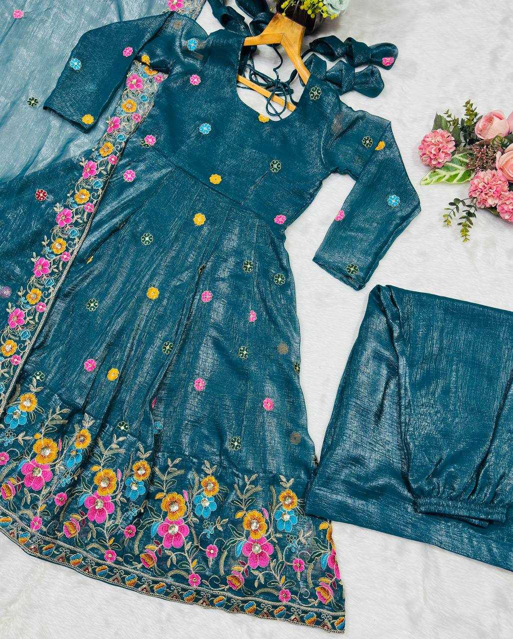YNF Wholesale Crunchi Embroidery Gowns KESH104 TD-6098 | Surat Manufacturer
