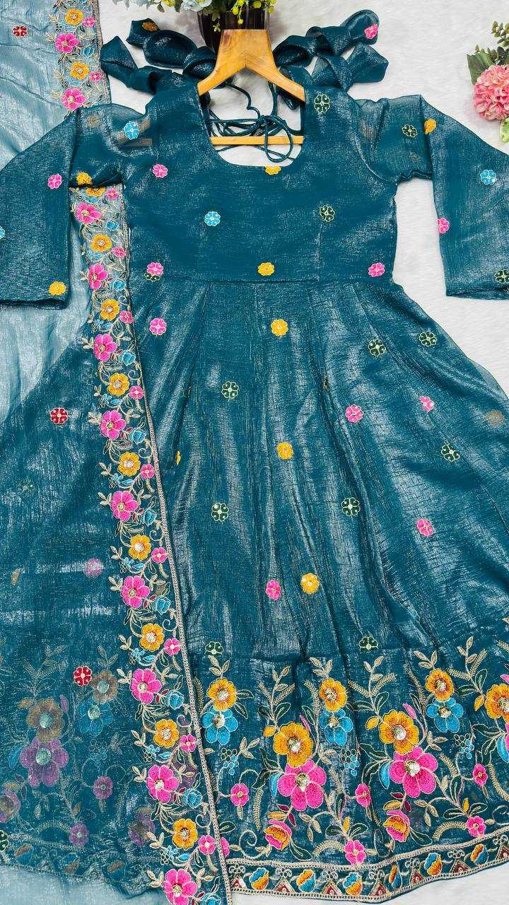 YNF Wholesale Crunchi Embroidery Gowns KESH104 TD-6098 | Surat Manufacturer