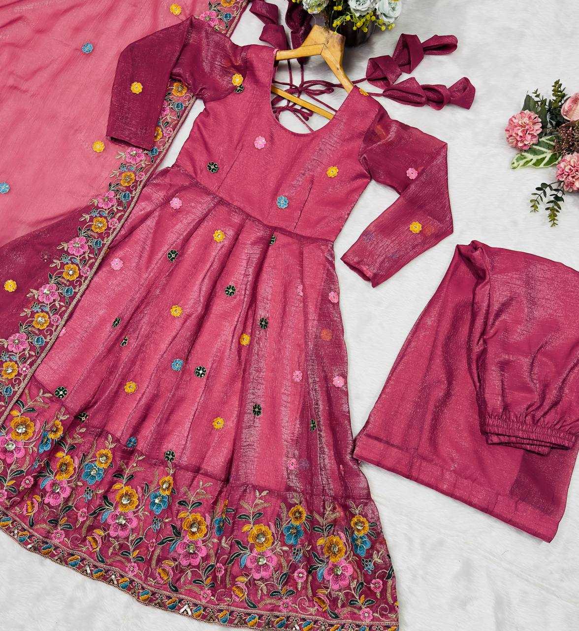 YNF Wholesale Crunchi Embroidery Gowns KESH104 TD-6098 | Surat Manufacturer