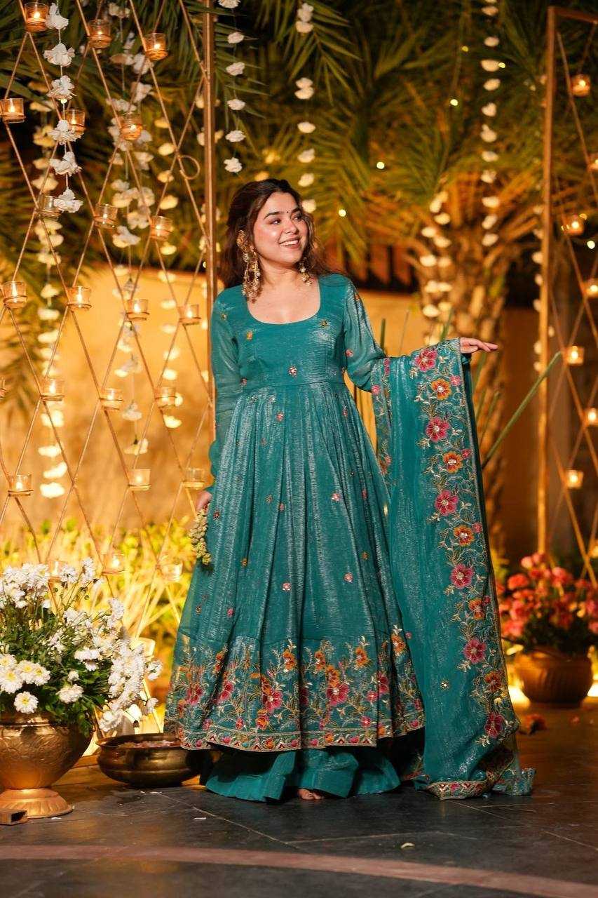 YNF Wholesale Crunchi Embroidery Gowns KESH104 TD-6098 | Surat Manufacturer