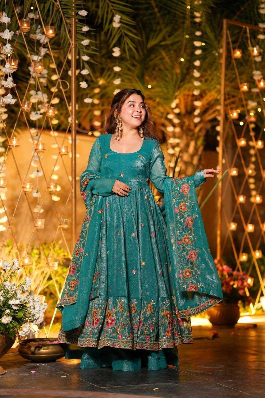 YNF Wholesale Crunchi Embroidery Gowns KESH104 TD-6098 | Surat Manufacturer