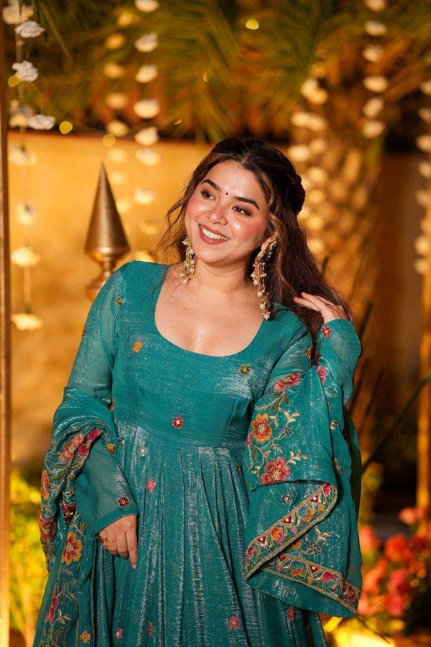 YNF Wholesale Crunchi Embroidery Gowns KESH104 TD-6098 | Surat Manufacturer