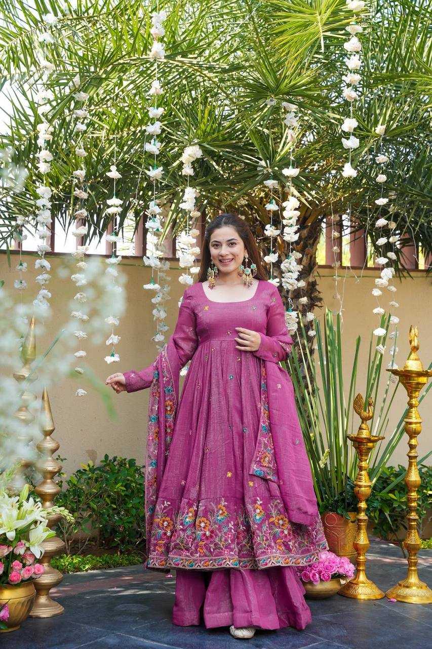 YNF Wholesale Crunchi Embroidery Gowns KESH104 TD-6098 | Surat Manufacturer