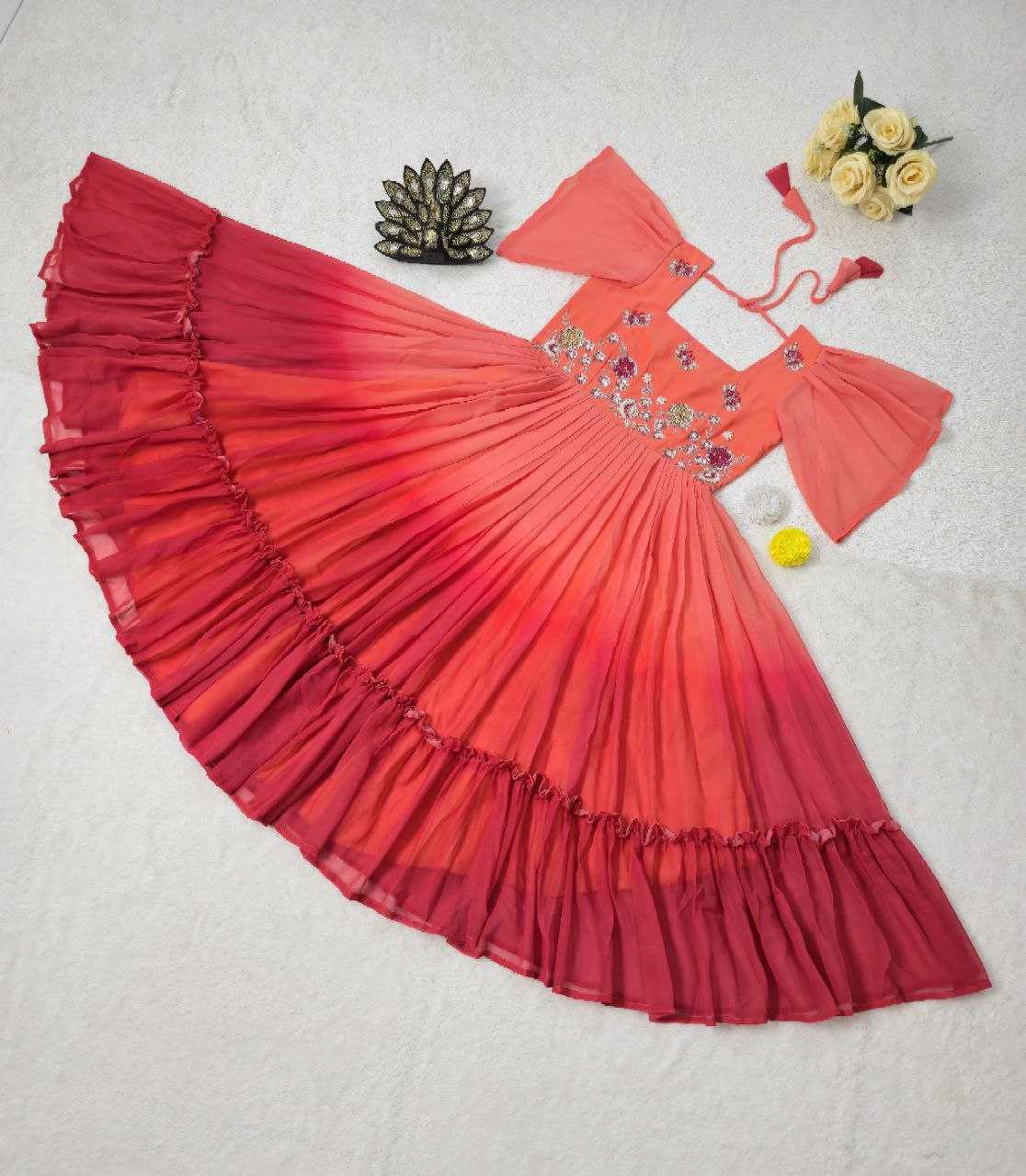 YNF Wholesale Faux Georgette Party Wear Dresses RIN214 ST-190 | Surat Manufacturer