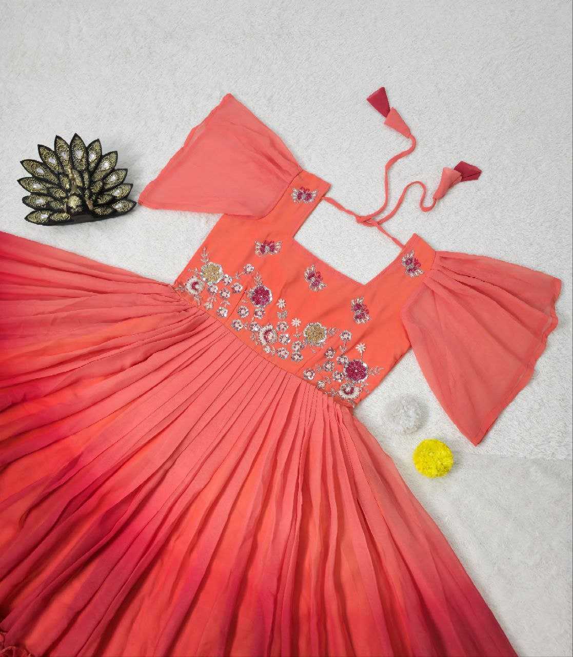 YNF Wholesale Faux Georgette Party Wear Dresses RIN214 ST-190 | Surat Manufacturer