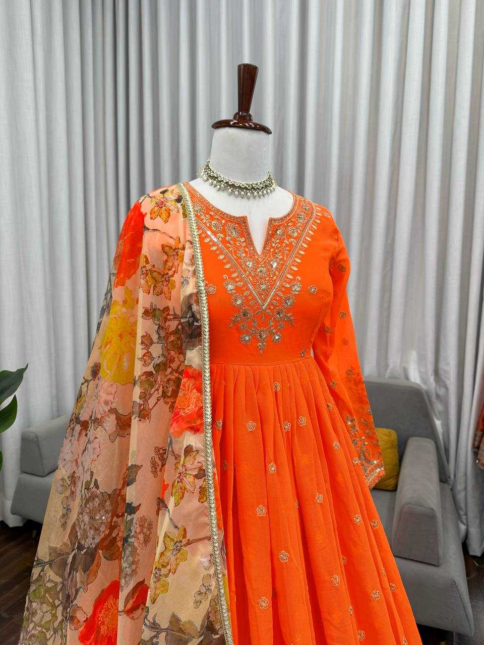 YNF Wholesale Georgette Printed Gowns RIN133 55 | Surat Manufacturer