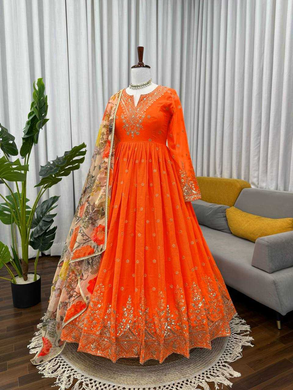 YNF Wholesale Georgette Printed Gowns RIN133 55 | Surat Manufacturer