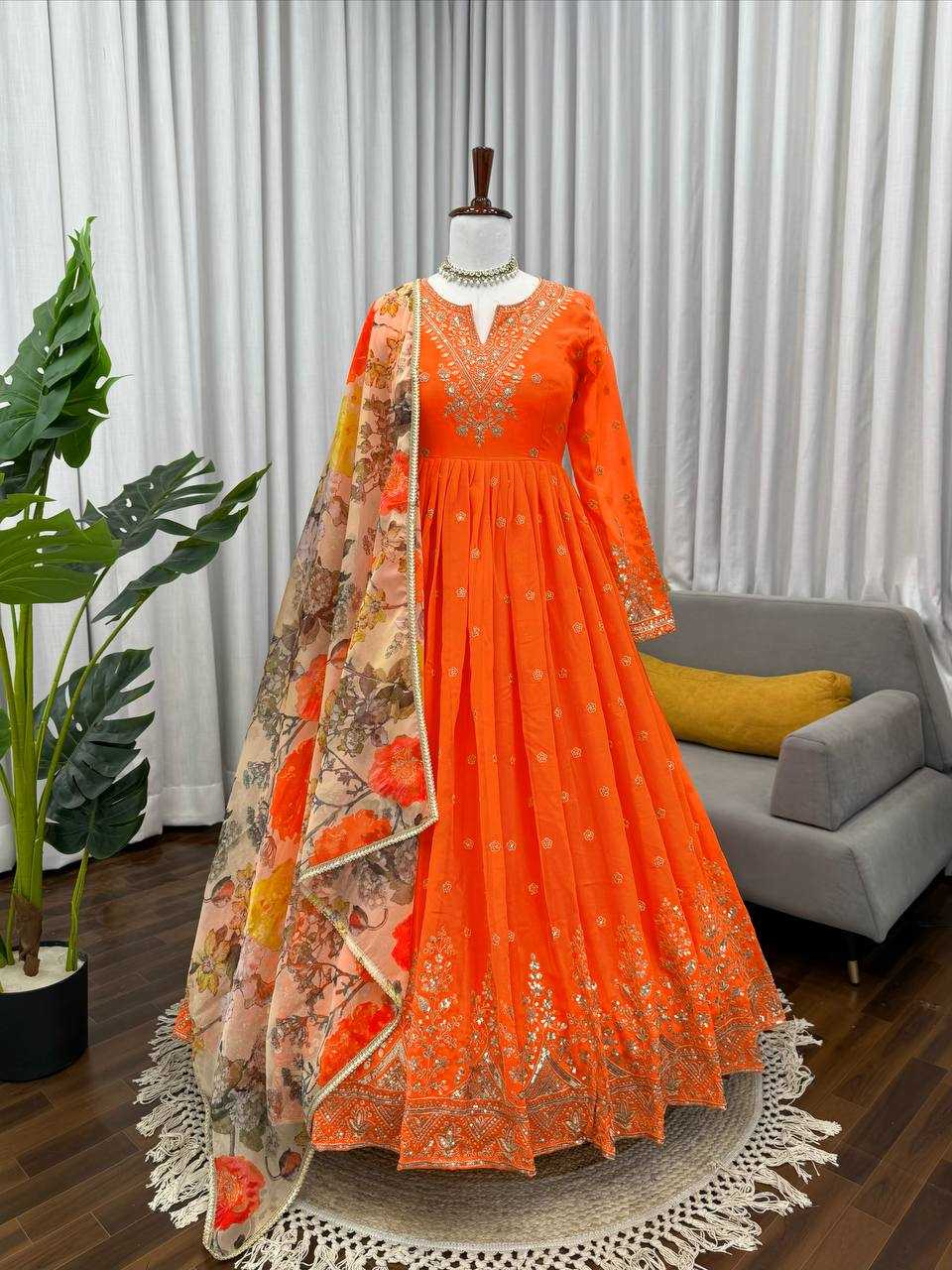 YNF Wholesale Georgette Printed Gowns RIN133 55 | Surat Manufacturer