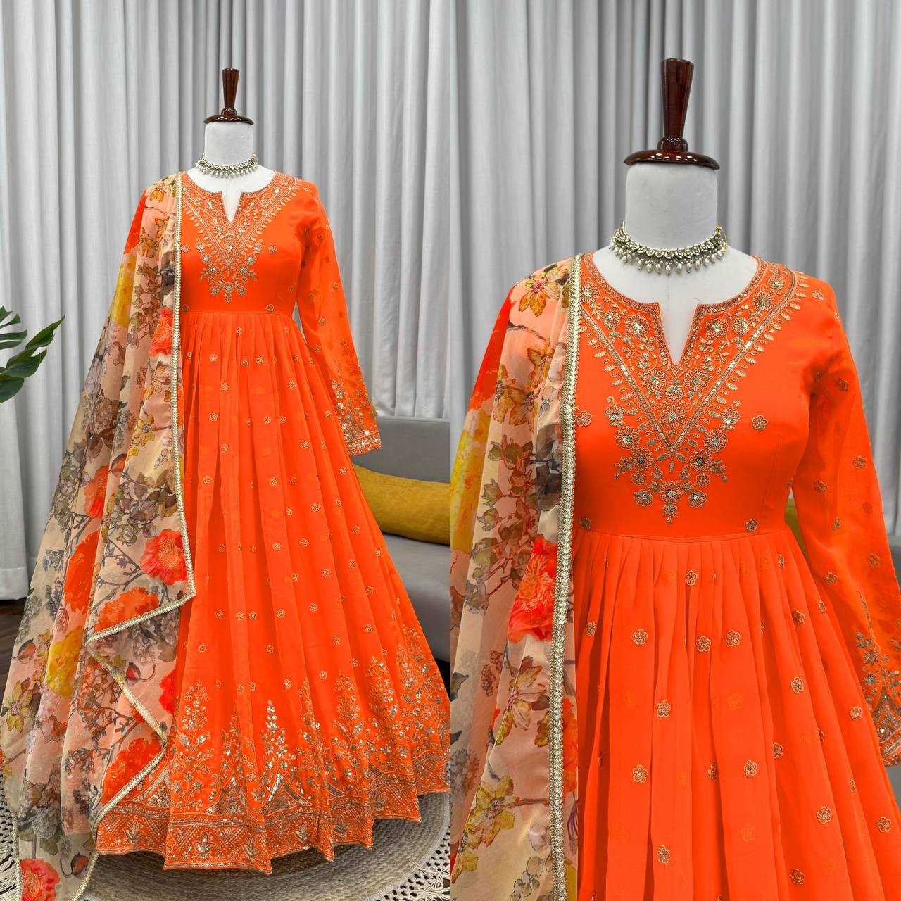 YNF Wholesale Georgette Printed Gowns RIN133 55 | Surat Manufacturer