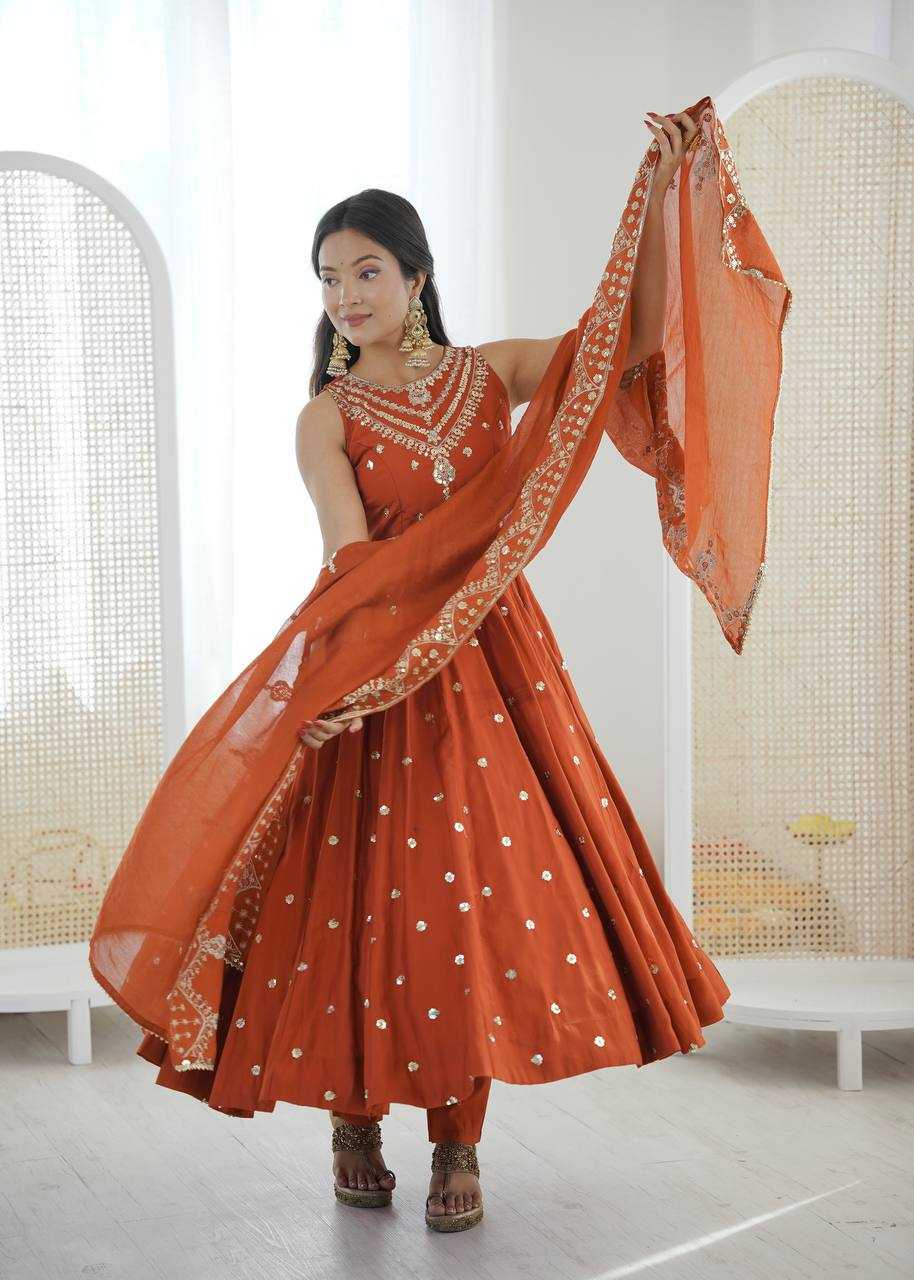 YNF Wholesale Heavy Roman Silk Embroidery Gowns KESH499 038 | Surat Manufacturer