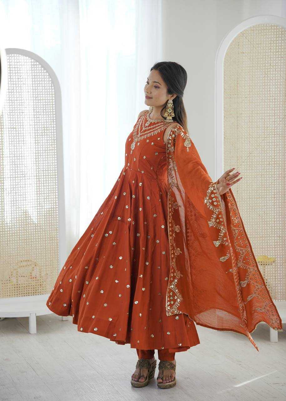 YNF Wholesale Heavy Roman Silk Embroidery Gowns KESH499 038 | Surat Manufacturer