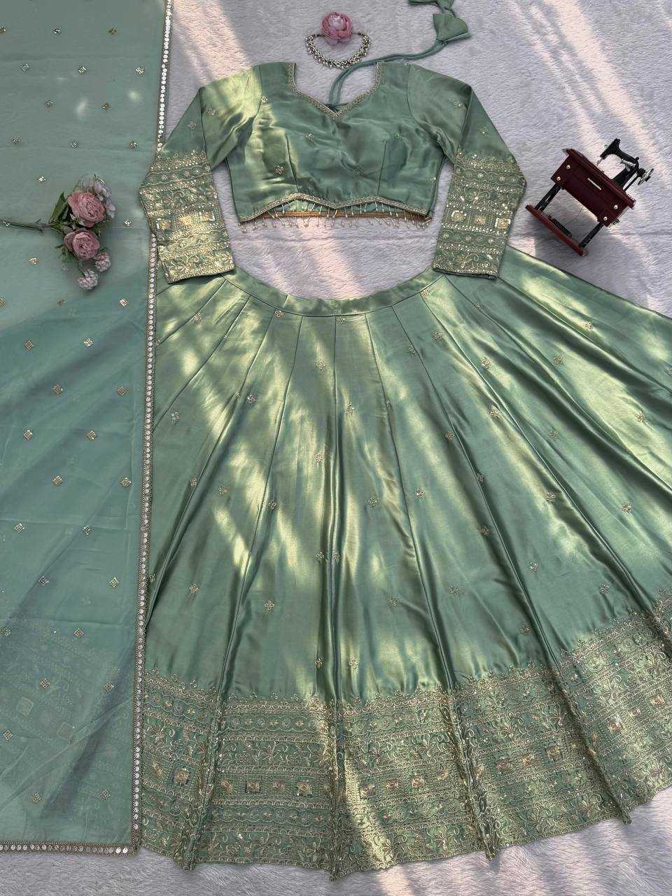 YNF Wholesale Japan Sartin Designer Lehenga RIN162 395 | Surat Manufacturer