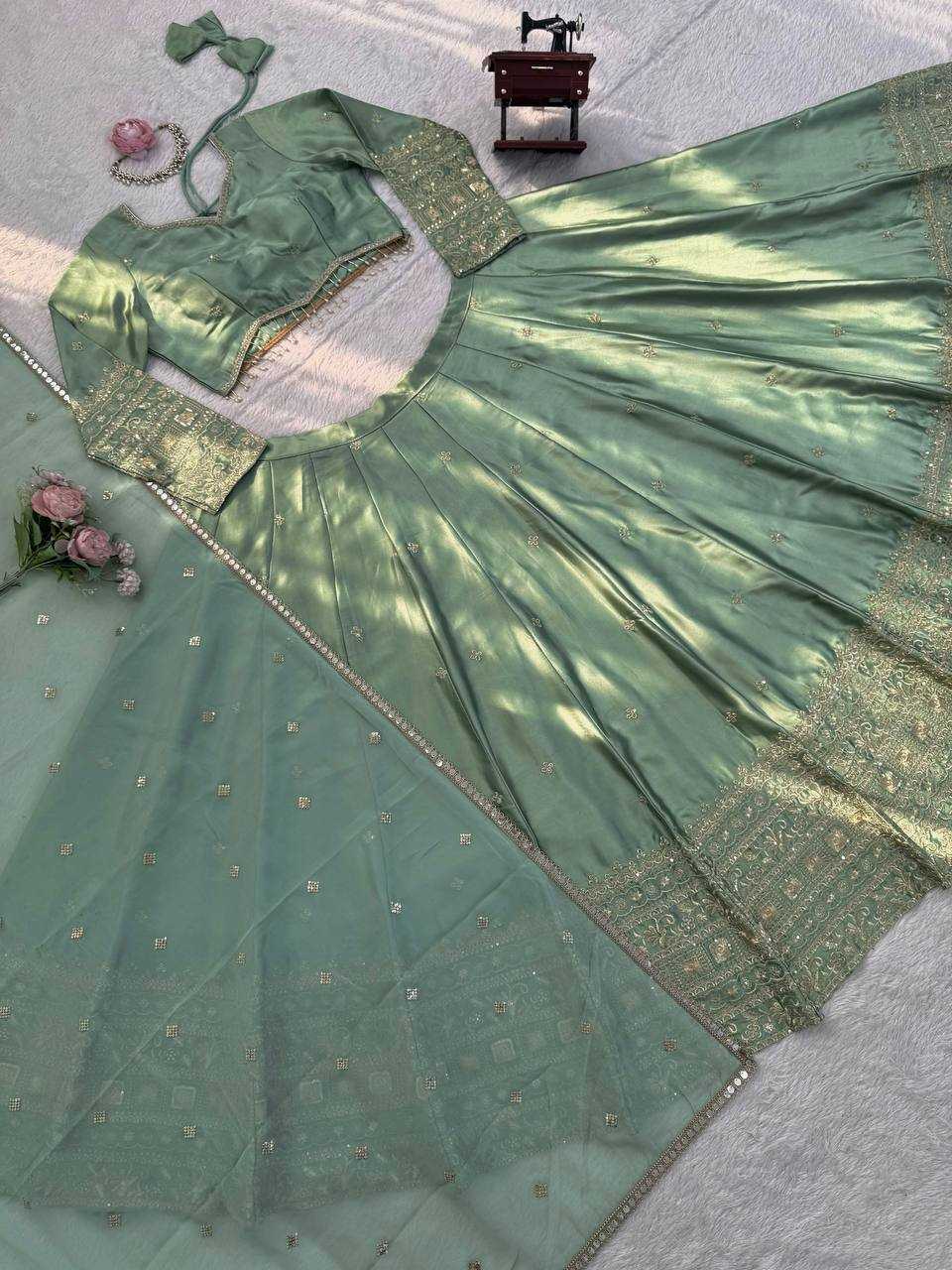 YNF Wholesale Japan Sartin Designer Lehenga RIN162 395 | Surat Manufacturer