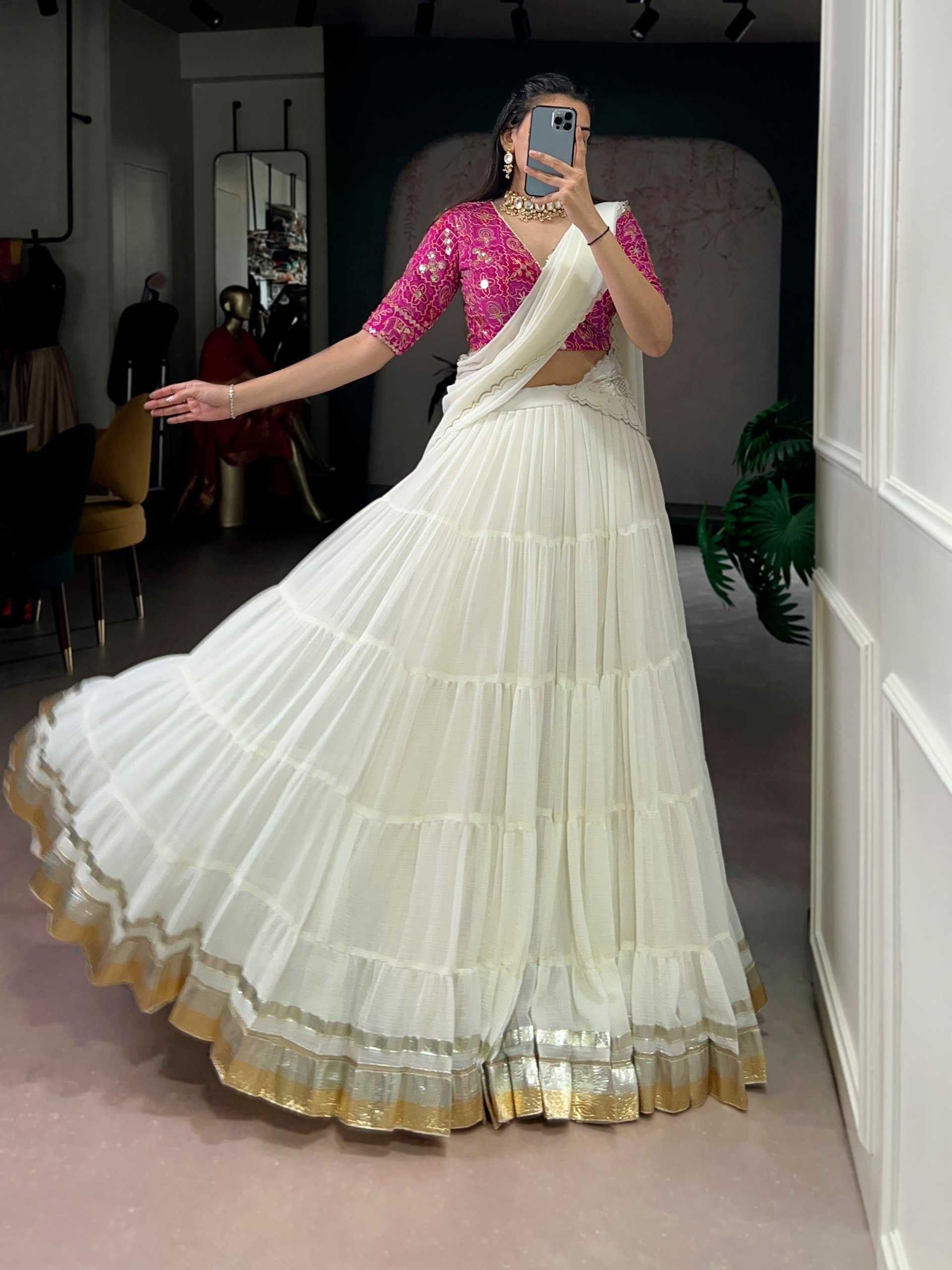 YNF Wholesale Lehriya Foil Designer Lehenga KESH134 LNB1009WHT | Surat Manufacturer
