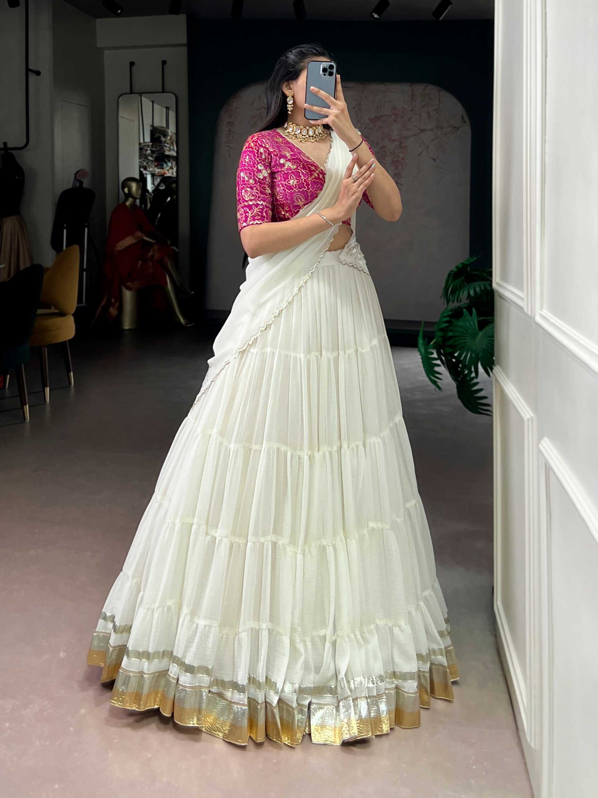 YNF Wholesale Lehriya Foil Designer Lehenga KESH134 LNB1009WHT | Surat Manufacturer