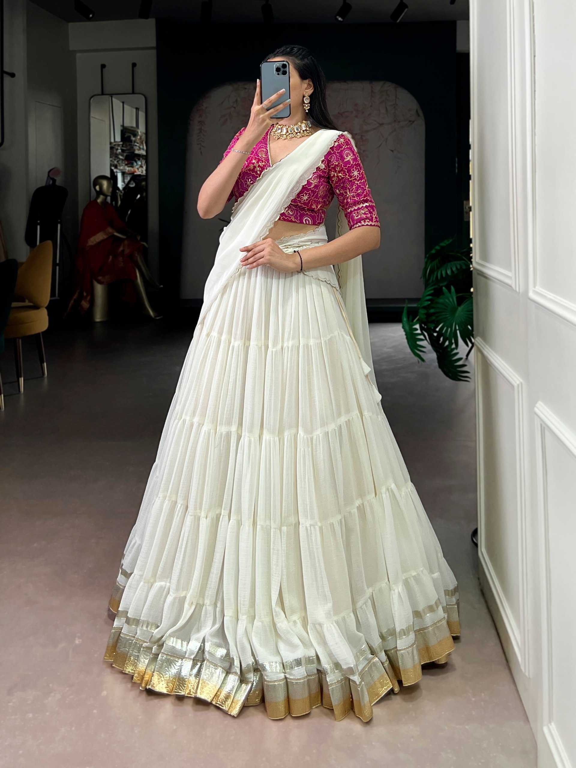 YNF Wholesale Lehriya Foil Designer Lehenga KESH134 LNB1009WHT | Surat Manufacturer