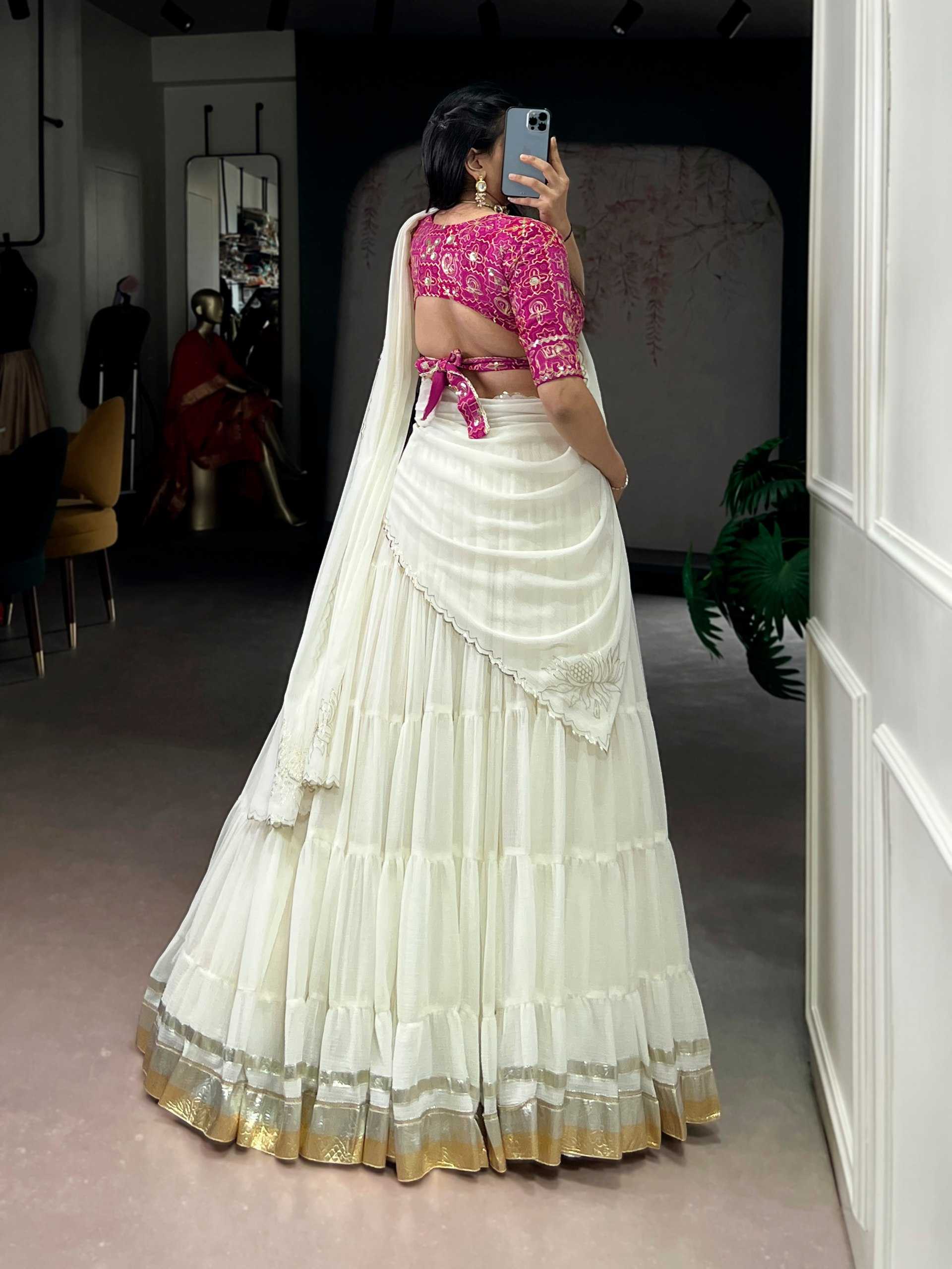 YNF Wholesale Lehriya Foil Designer Lehenga KESH134 LNB1009WHT | Surat Manufacturer