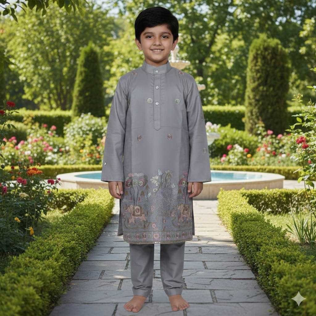 YNF Wholesale Malay Satin Silk Boys Kurta Pyjama KESH650 AI | Surat Manufacturer