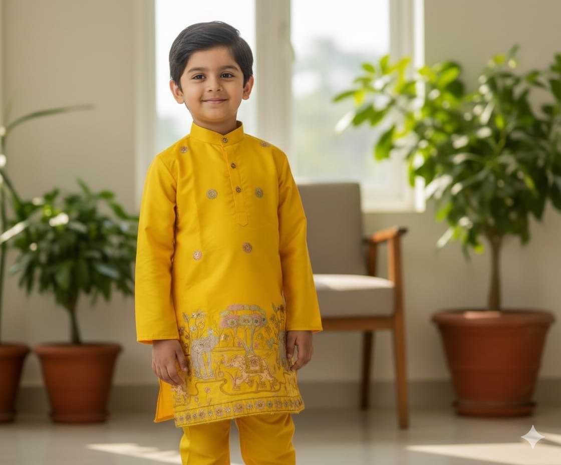 YNF Wholesale Malay Satin Silk Boys Kurta Pyjama KESH650 AI | Surat Manufacturer