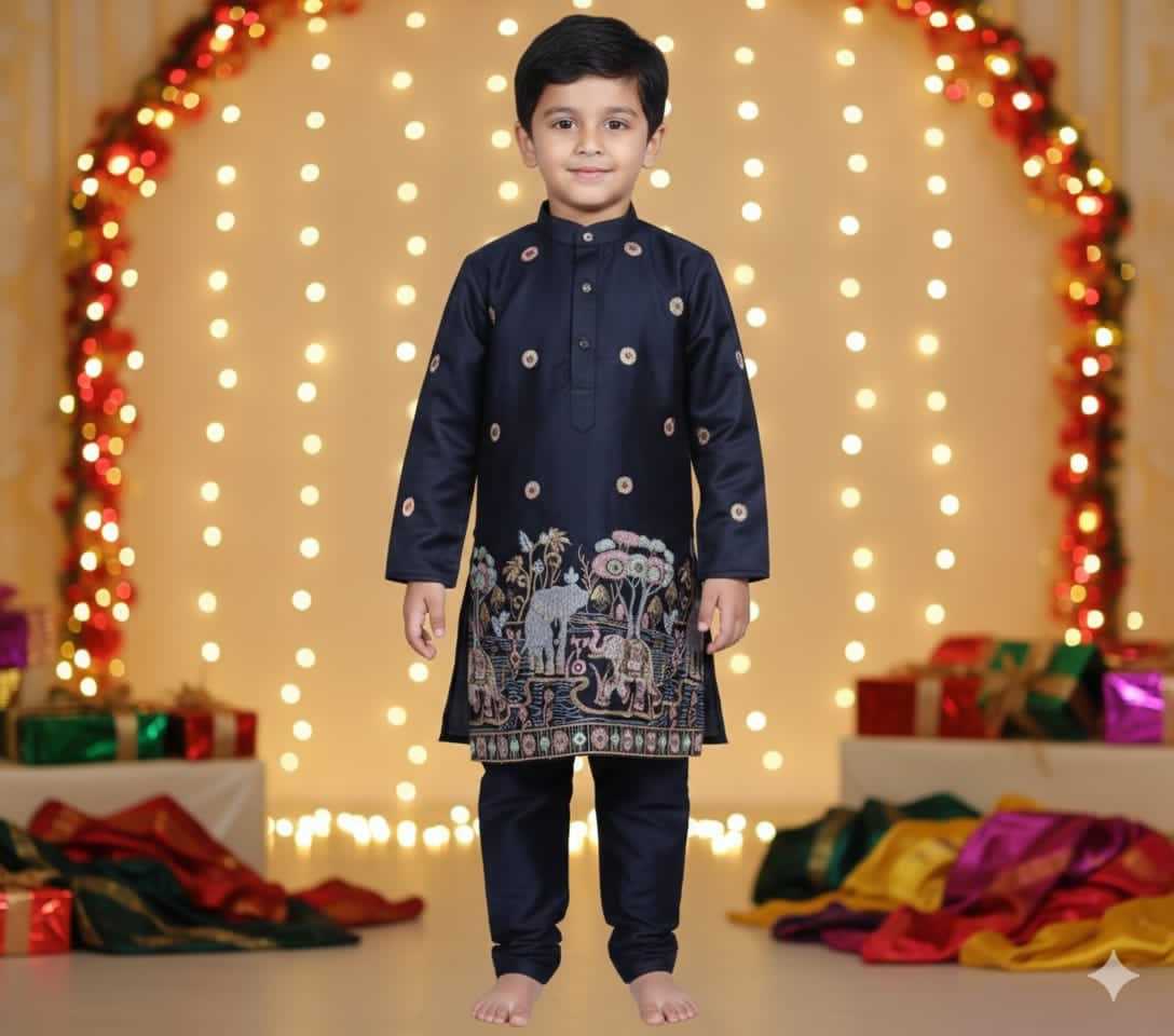 YNF Wholesale Malay Satin Silk Boys Kurta Pyjama KESH650 AI | Surat Manufacturer