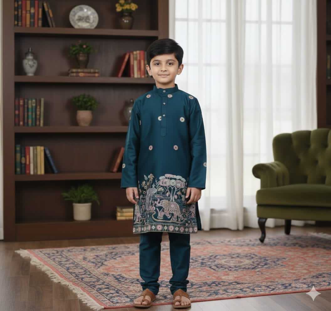 YNF Wholesale Malay Satin Silk Boys Kurta Pyjama KESH650 AI | Surat Manufacturer