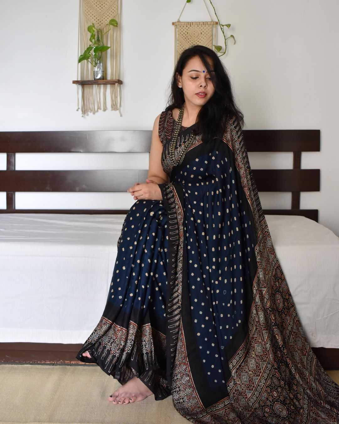 YNF Wholesale Muslin Silk Hand Block Printed Silk Saree KESH682 Aamira | Surat Manufacturer